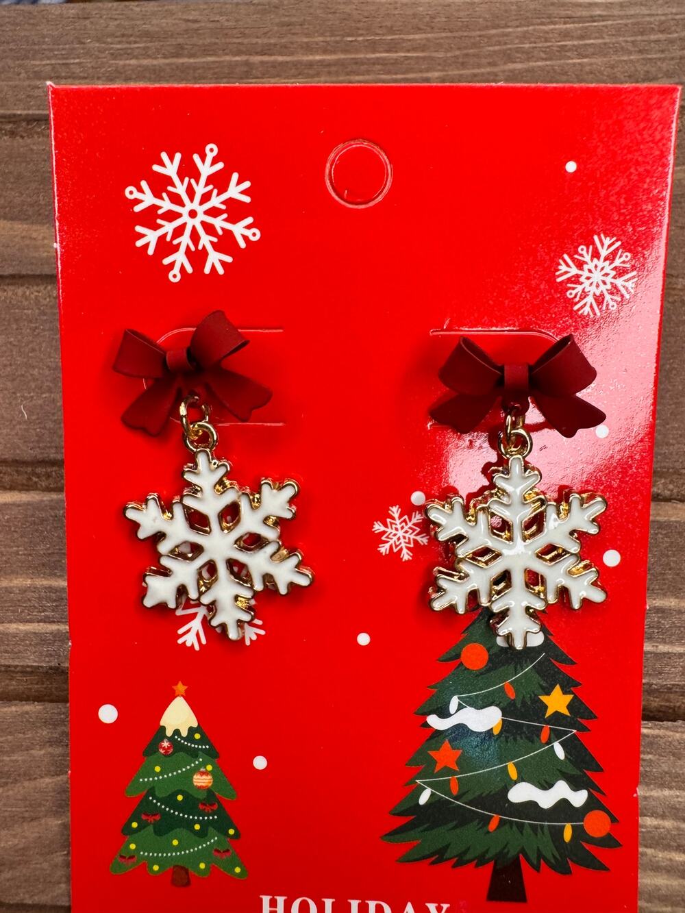 Bow Snowflake Christmas Earrings Christmas Gift Festive Holiday Accessories